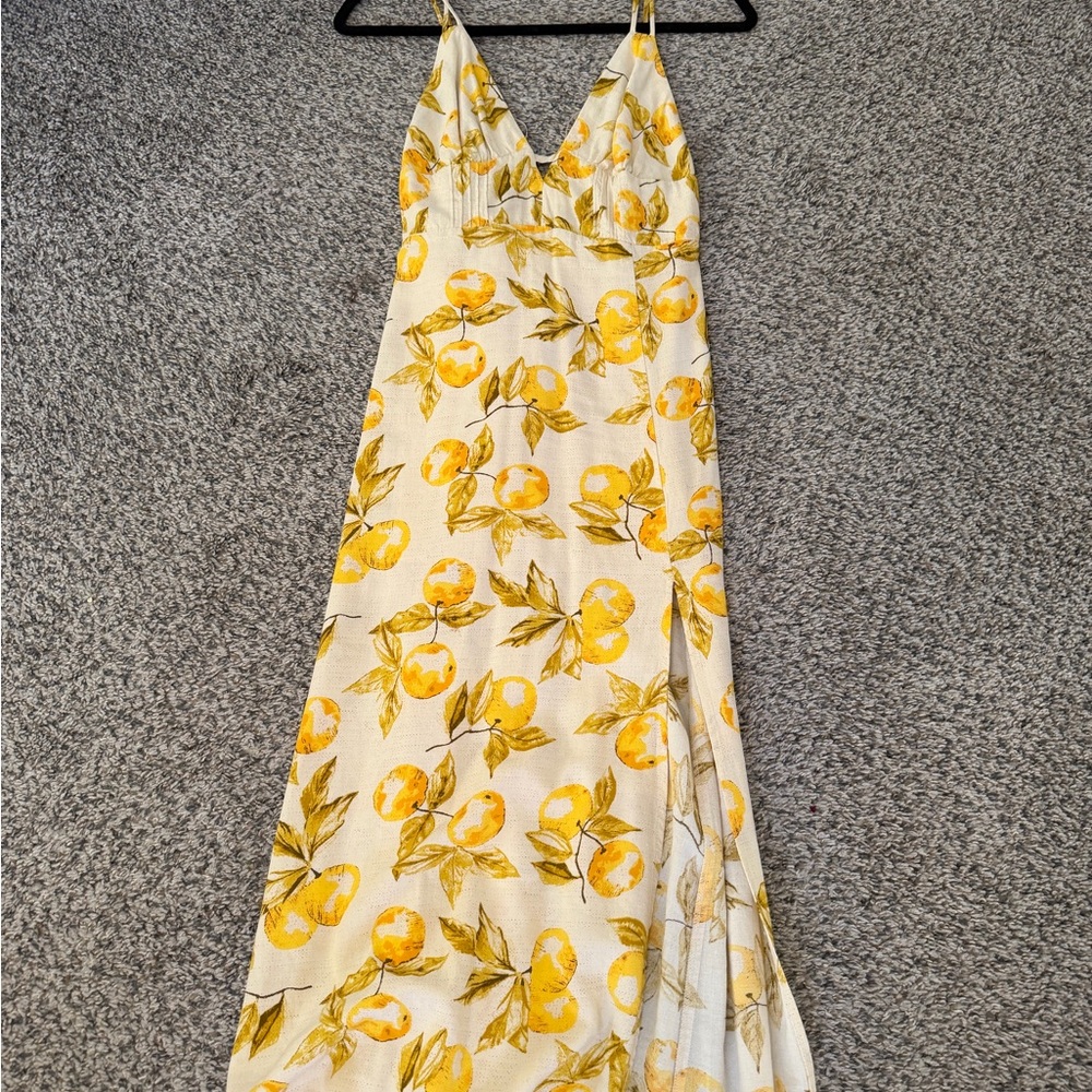 Urban Outfitters Yellow Lemon Print Midi Dress